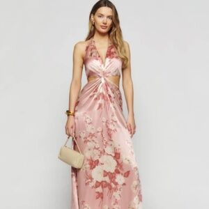 Reformation Pink Floral Wedding Dress